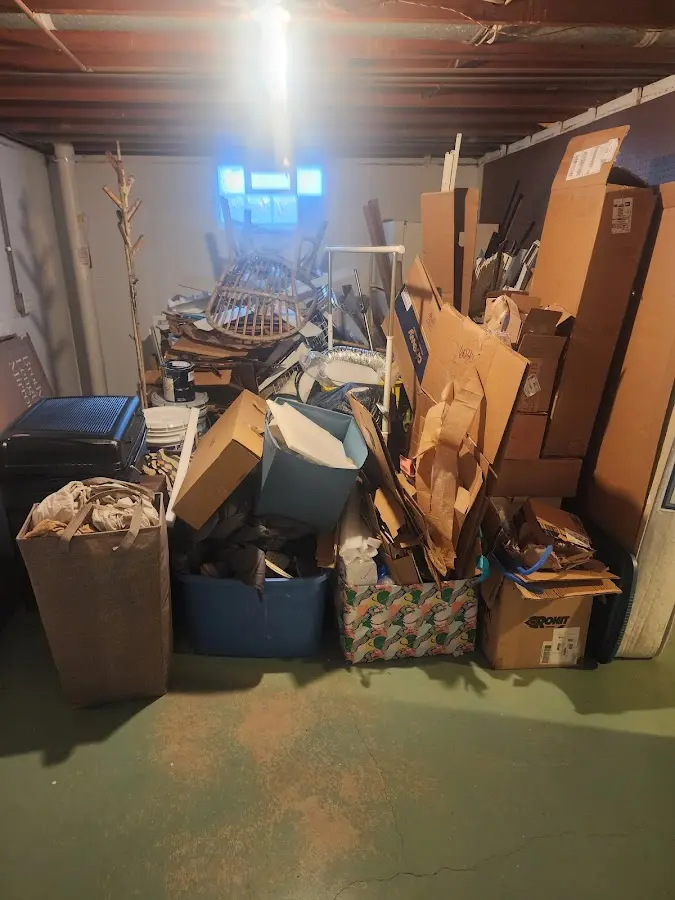 Roll-off dumpster container at job site for 8 Yard Dumpster Rental in Kankakee